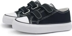 ANTLULU Boys and Girls Canvas Shoes Dual Adjustable Hook and Loop Classic Low Top Kids Sneakers
