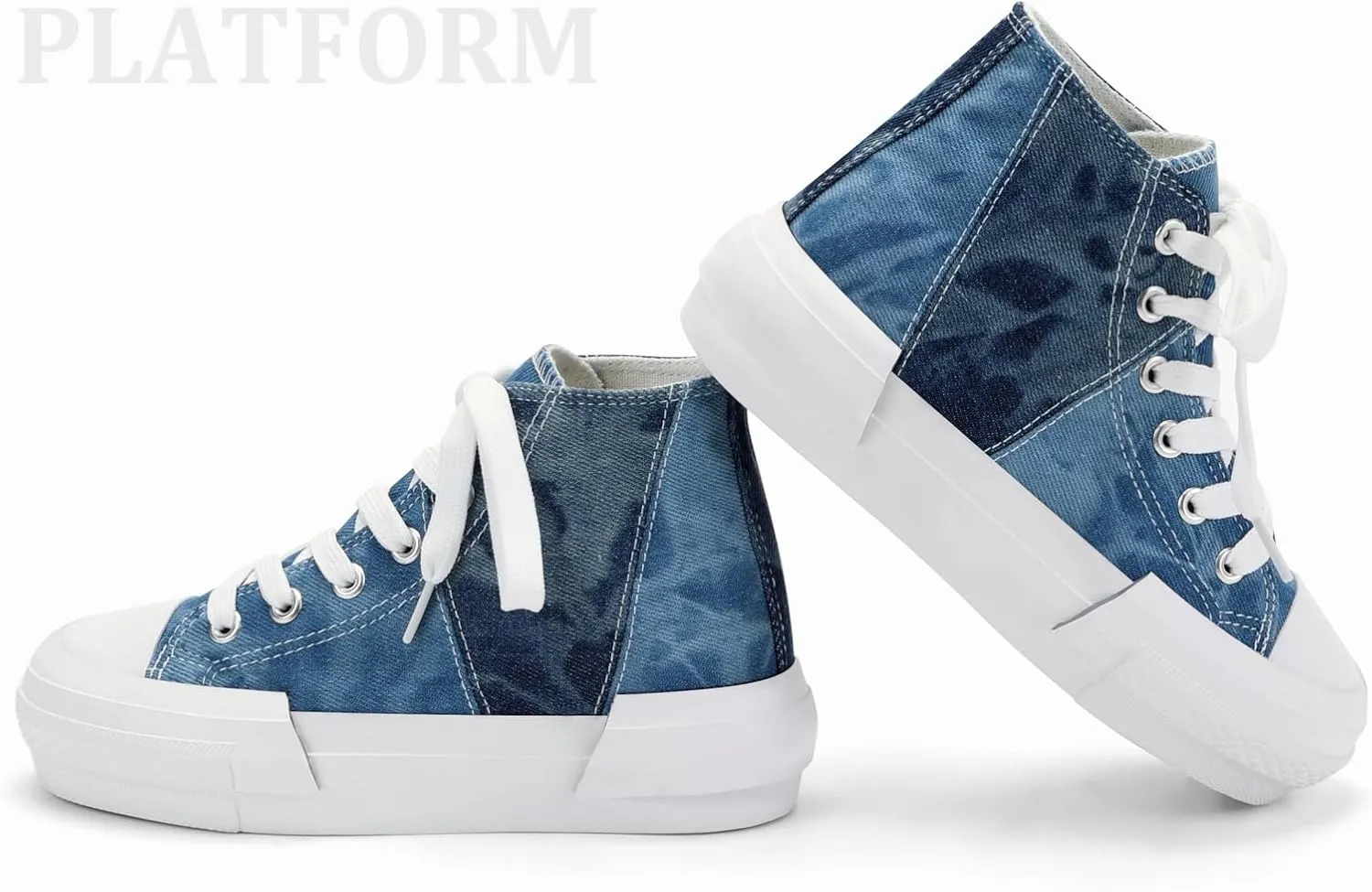 ANTLULU Girls’ Platform Canvas Shoes Low Top and High Top Canvas Sneakers Lace-up Fashion Casual Shoes for Girls