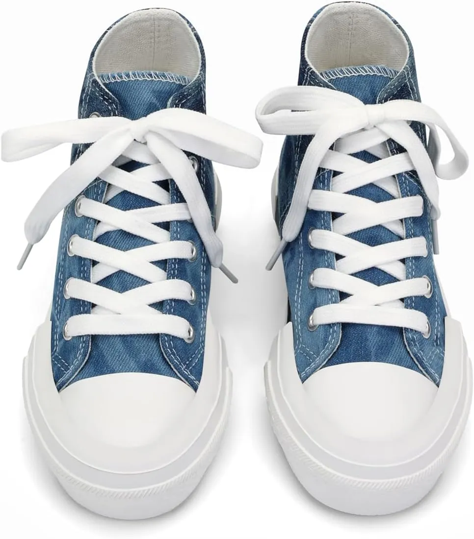 ANTLULU Girls’ Platform Canvas Shoes Low Top and High Top Canvas Sneakers Lace-up Fashion Casual Shoes for Girls