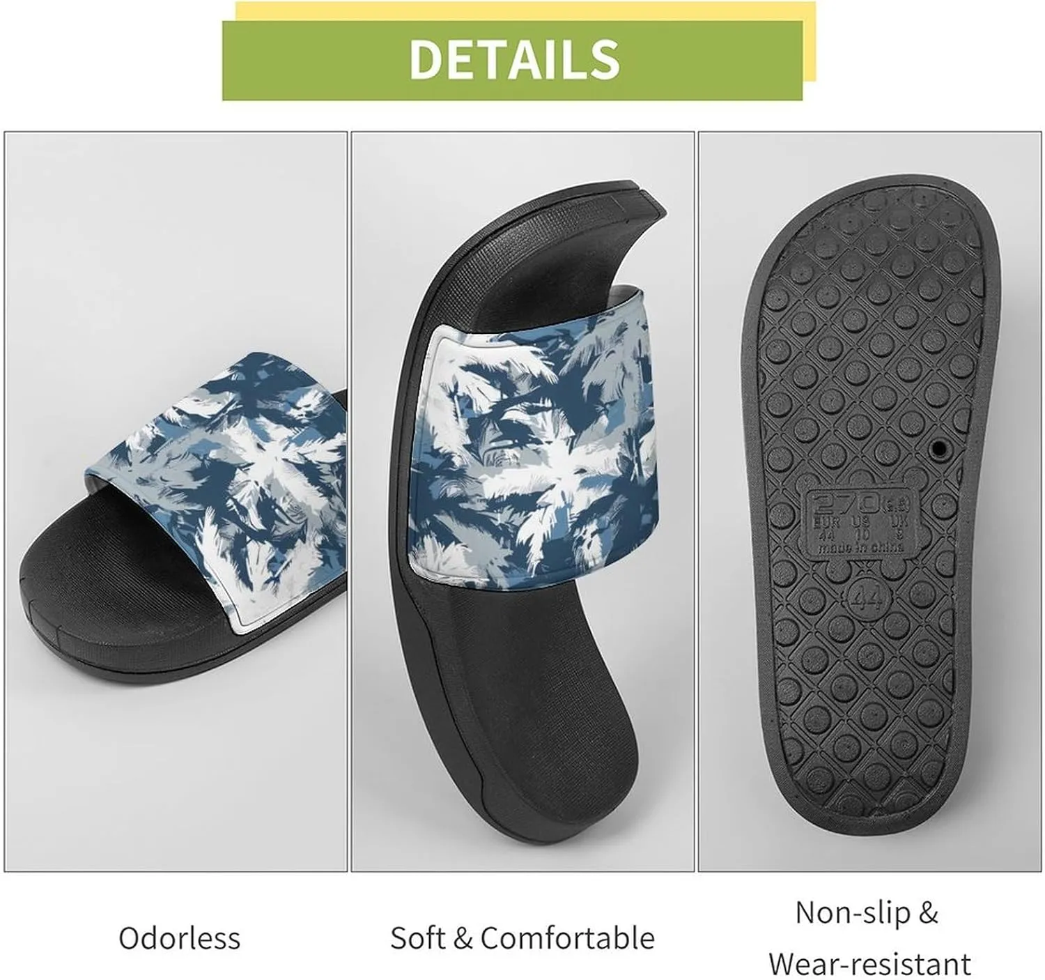 Army Camouflage Palm Trees Fashion Womens And Mens Slippers House Shower Shoes Indoor Outdoor Beach