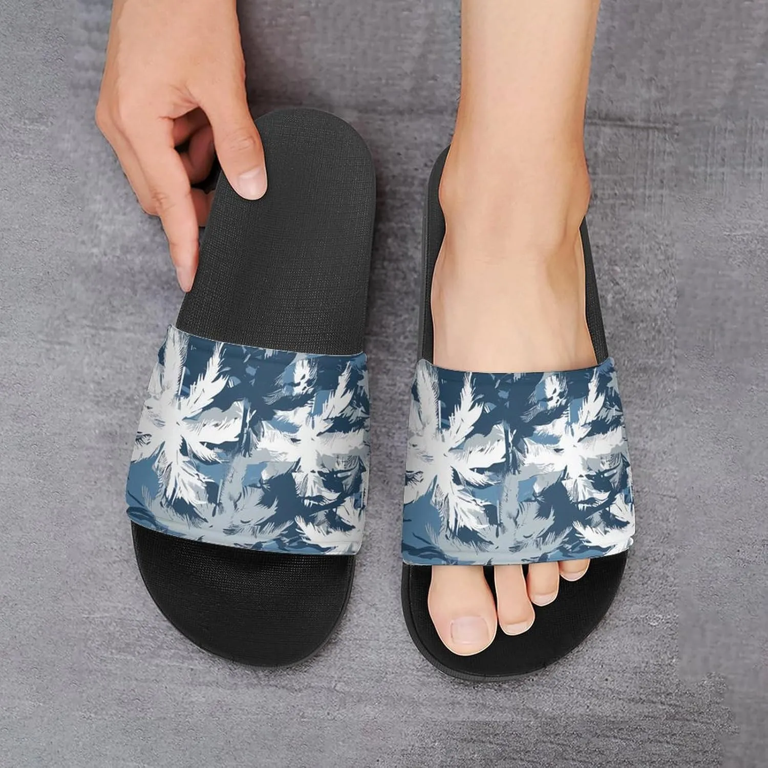 Army Camouflage Palm Trees Fashion Womens And Mens Slippers House Shower Shoes Indoor Outdoor Beach