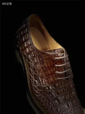 Authentic Real True Crocodile Skin Men's Brown Dress Shoes Genuine Alligator Leather 100% Hand Sewing Male Lace-up Formal Shoes