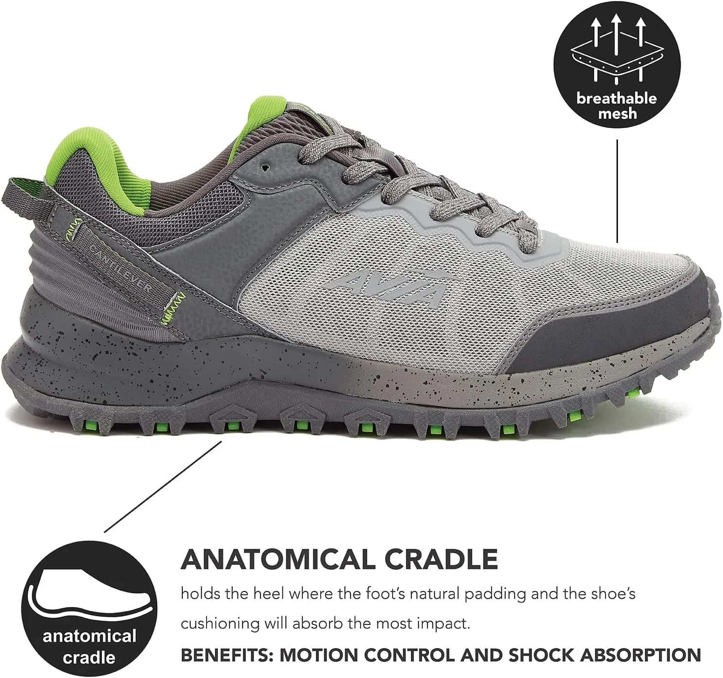 Avia Ultra Men’s Trail Running Shoes, Lightweight Breathable Mesh Sneakers for Men