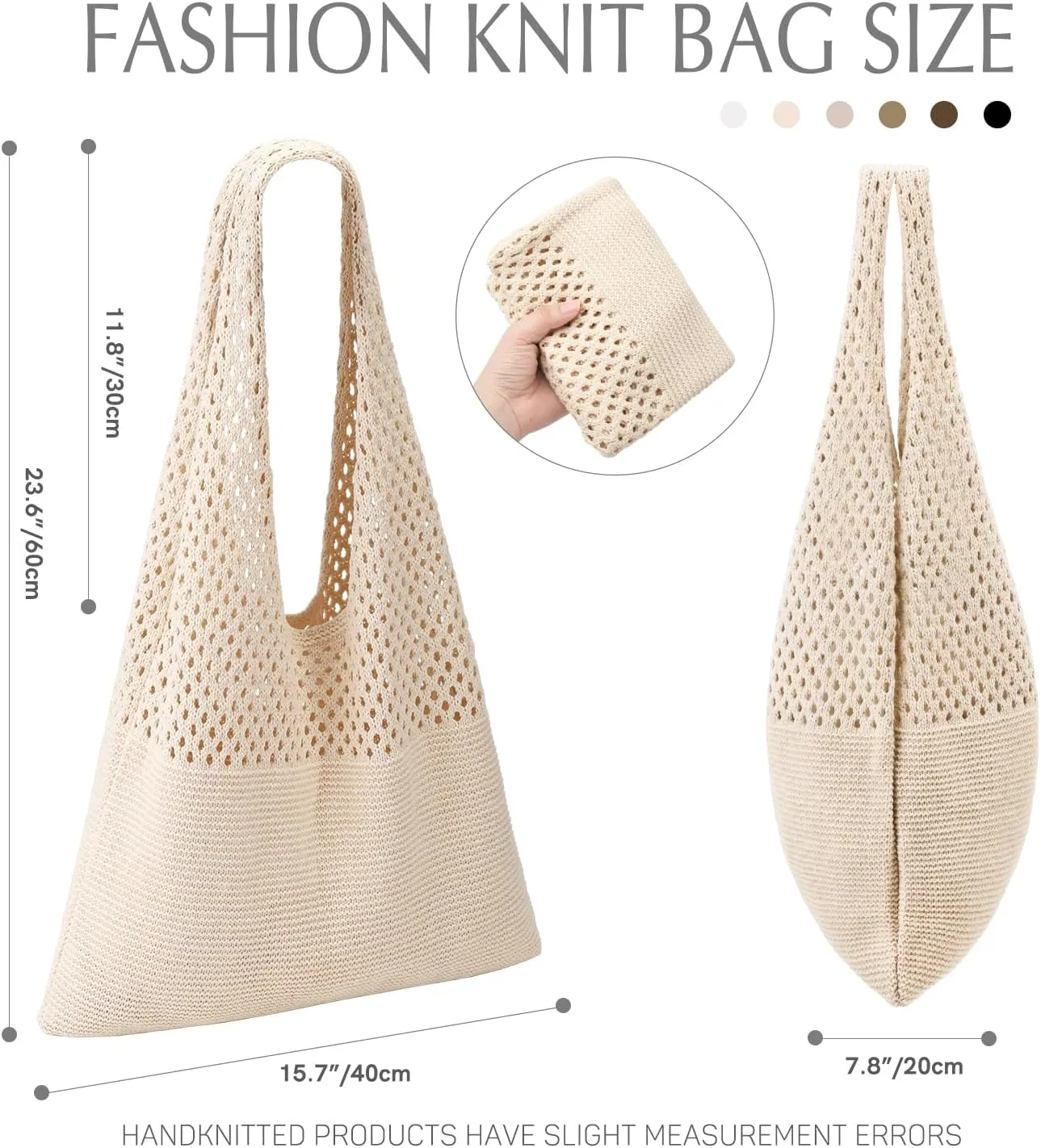 Ayieyill Crochet Tote Bag For Women, Crochet Mesh Beach Tote Bag Summer Vacation Aesthetic Boho Knit Bag for Women