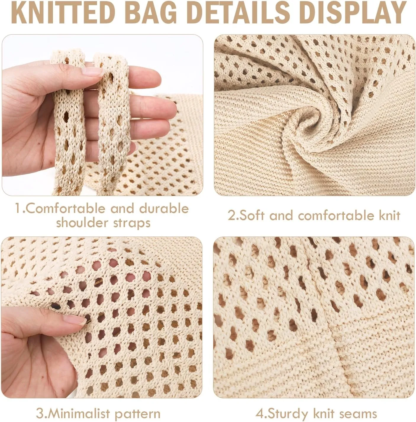 Ayieyill Crochet Tote Bag For Women, Crochet Mesh Beach Tote Bag Summer Vacation Aesthetic Boho Knit Bag for Women