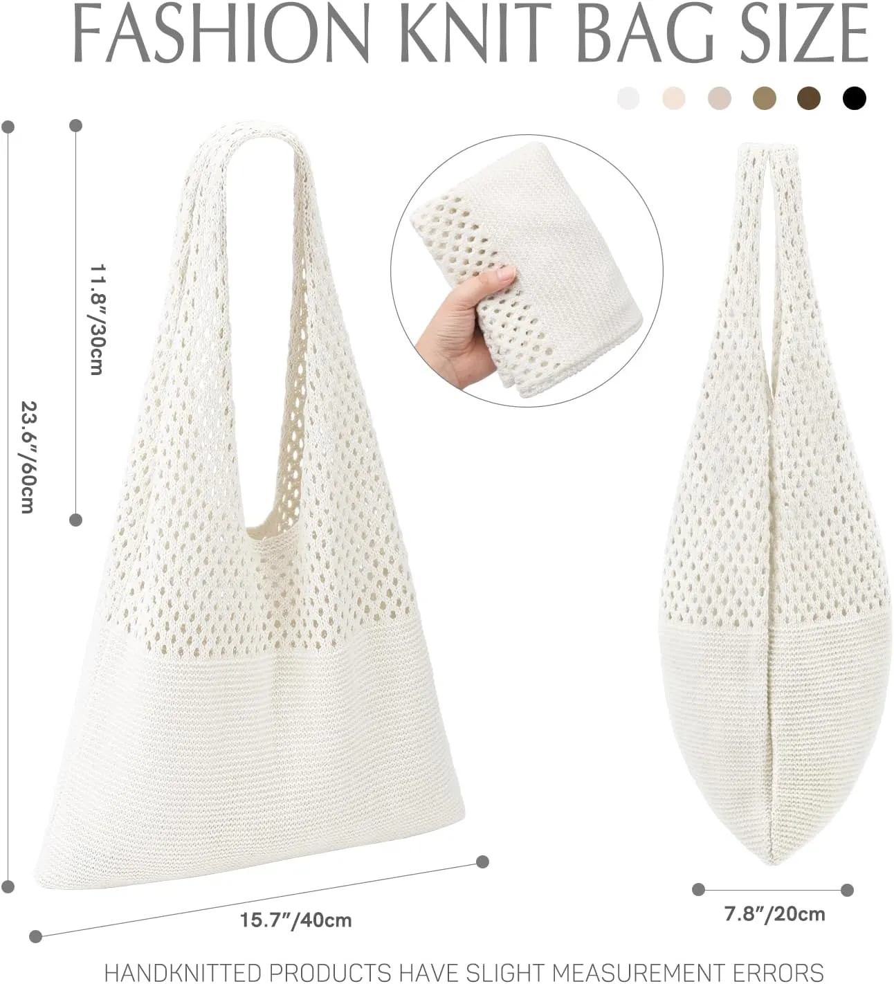 Ayieyill Crochet Tote Bag For Women, Crochet Mesh Beach Tote Bag Summer Vacation Aesthetic Boho Knit Bag for Women