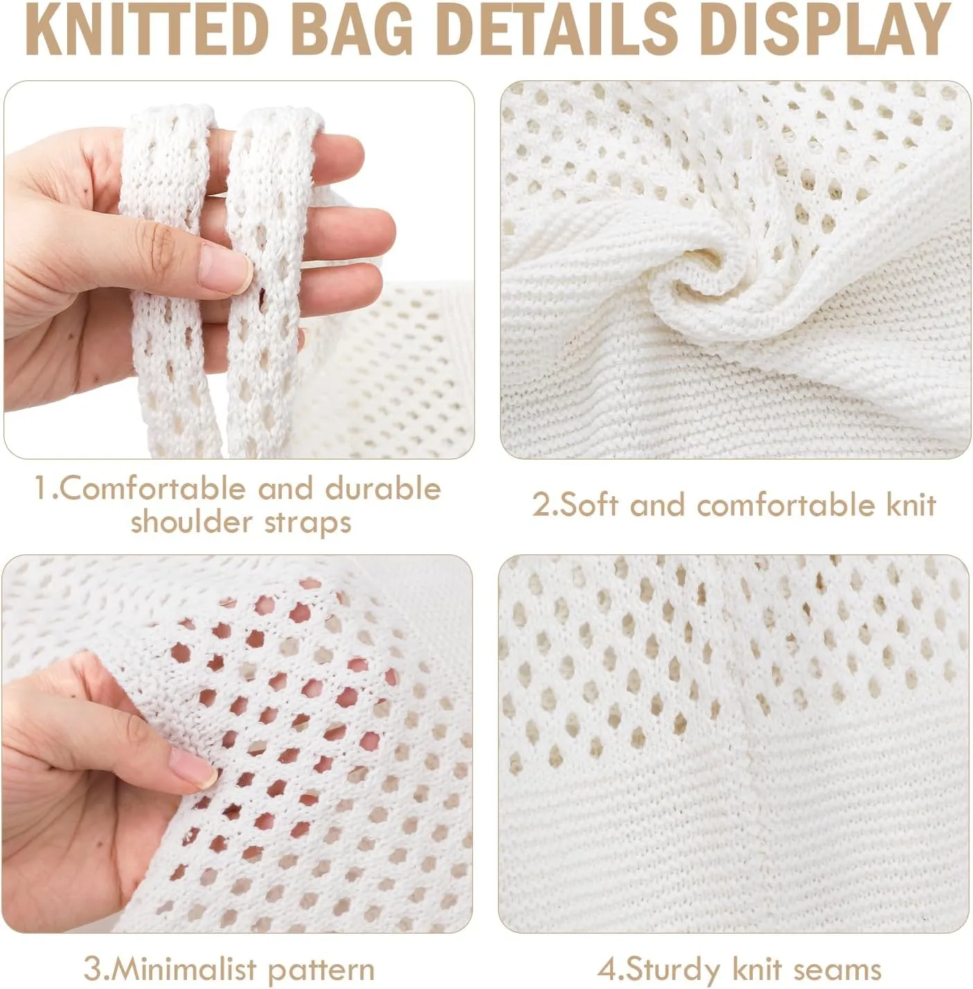 Ayieyill Crochet Tote Bag For Women, Crochet Mesh Beach Tote Bag Summer Vacation Aesthetic Boho Knit Bag for Women