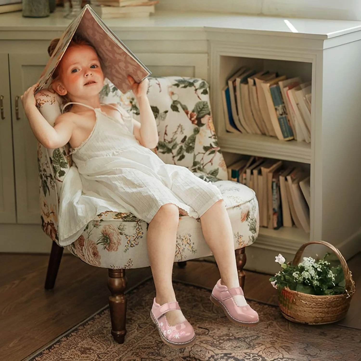 Baby Mary Jane Shoes Flower Infant Newborn Walking Dress Shoes for Wedding Party(Infant/Toddler)