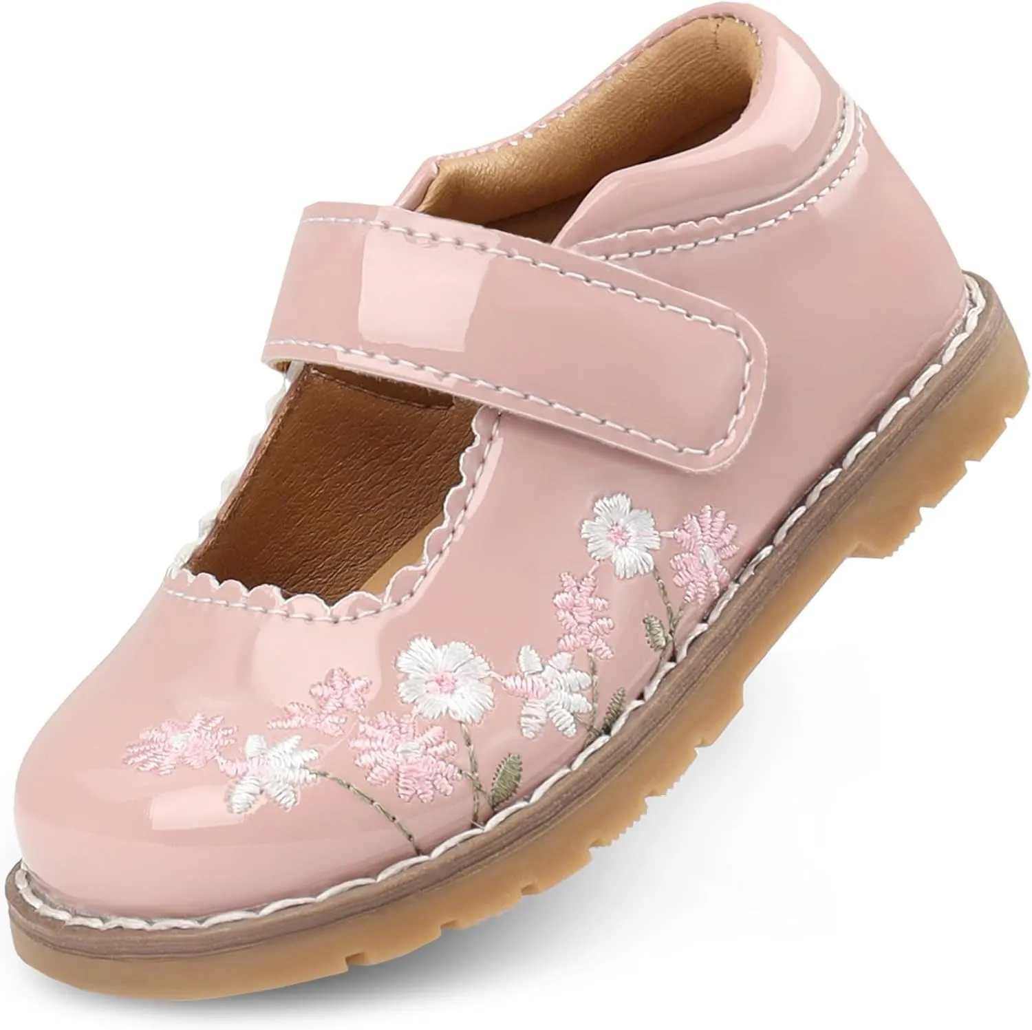 Baby Mary Jane Shoes Flower Infant Newborn Walking Dress Shoes for Wedding Party(Infant/Toddler)
