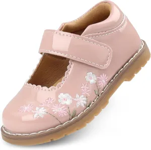 Baby Mary Jane Shoes Flower Infant Newborn Walking Dress Shoes for Wedding Party(Infant/Toddler)