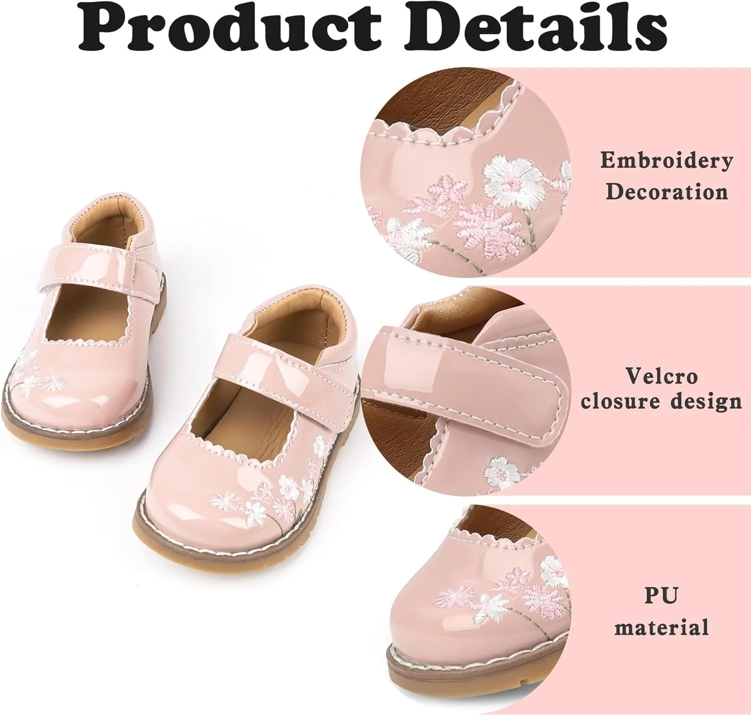 Baby Mary Jane Shoes Flower Infant Newborn Walking Dress Shoes for Wedding Party(Infant/Toddler)