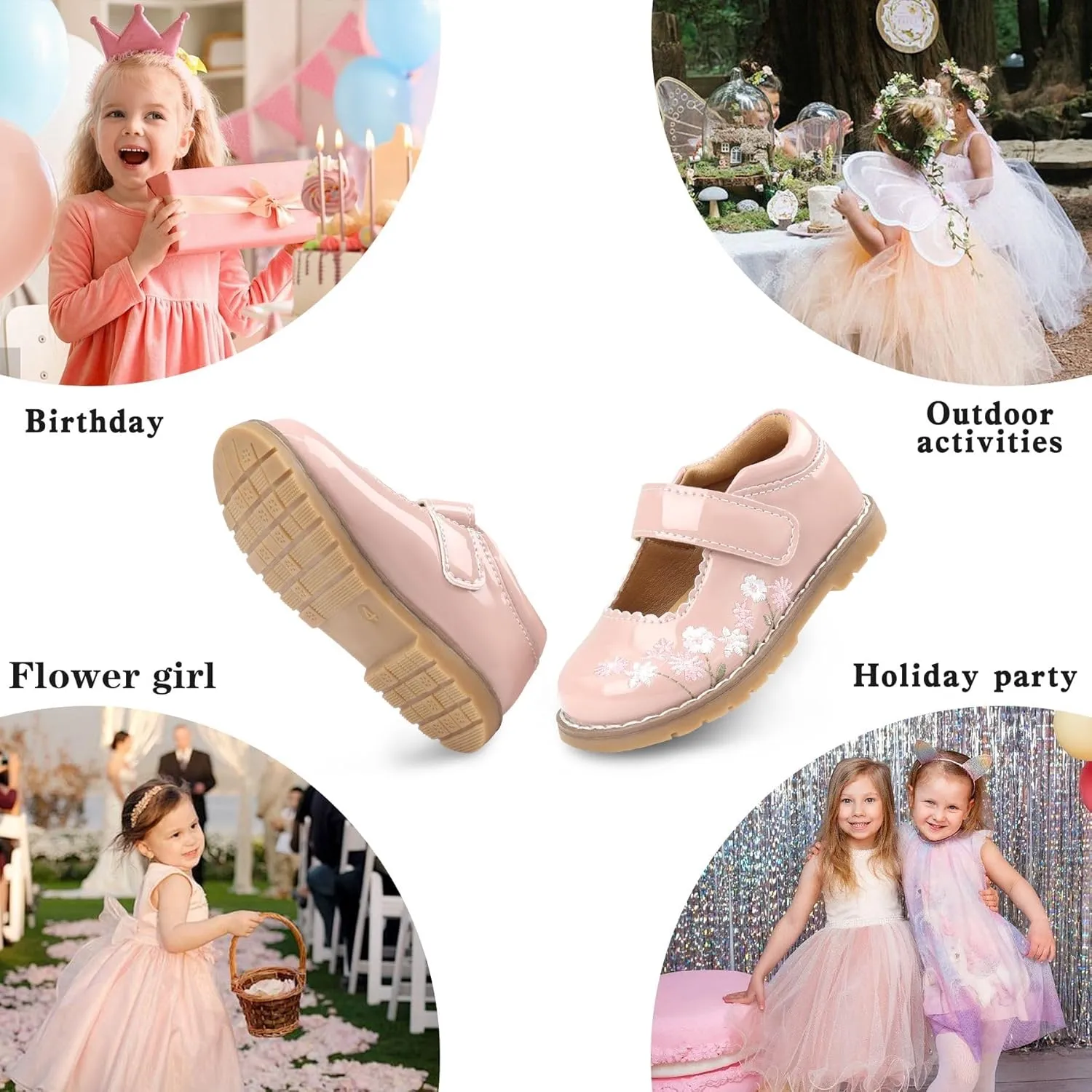 Baby Mary Jane Shoes Flower Infant Newborn Walking Dress Shoes for Wedding Party(Infant/Toddler)