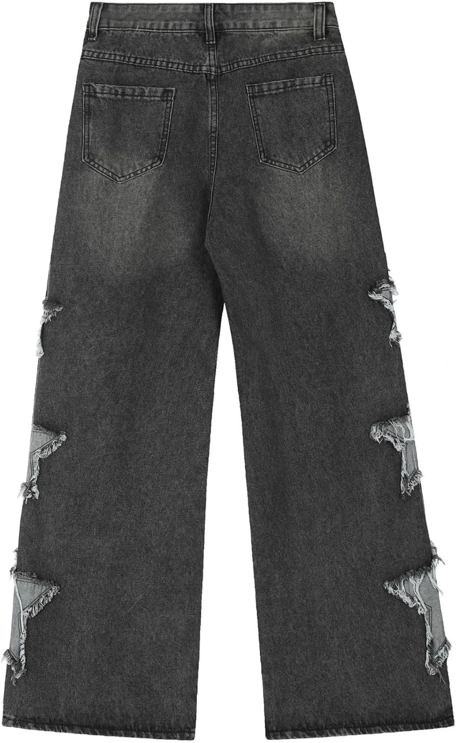 Baggy Jeans for Woman Girls Star Patchwork High Waist Cute Jeans Y2K Streetwear Loose Pants Grunge Emo Clothing