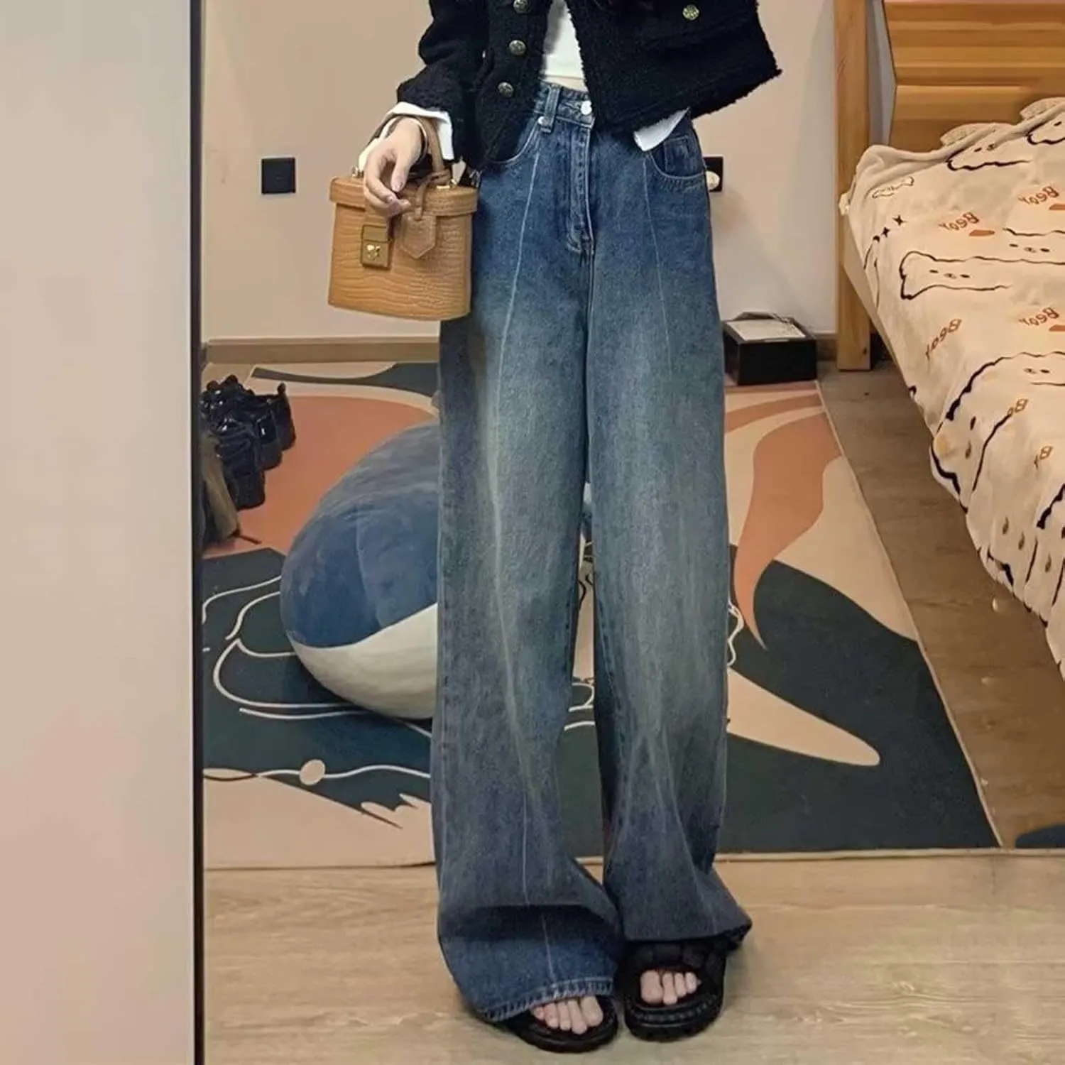 Baggy Jeans for Women Y2K High Street Boyfriend Pants Vintage Jeans Aesthetic Clothing Teen Girls Streetwear Hiphop