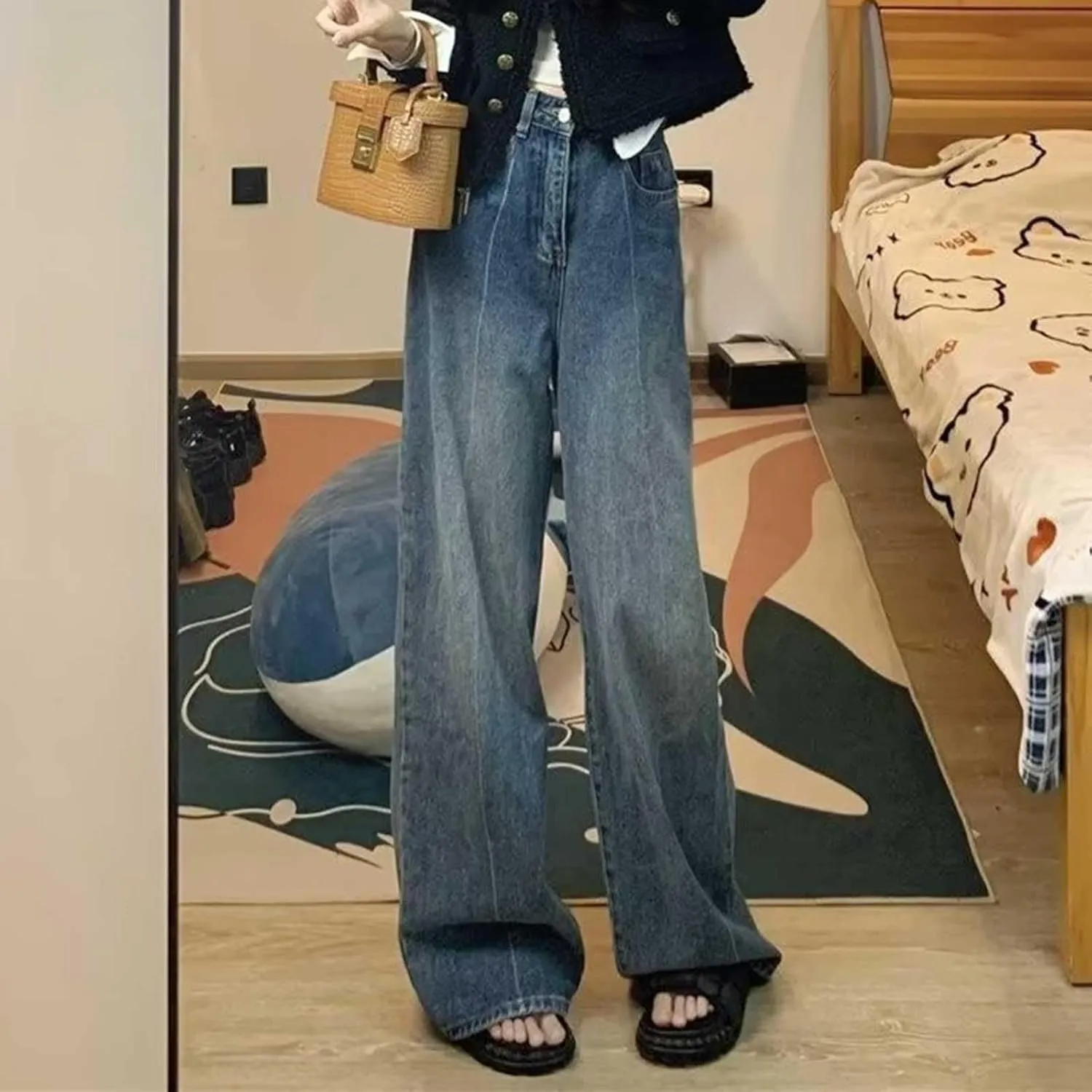 Baggy Jeans for Women Y2K High Street Boyfriend Pants Vintage Jeans Aesthetic Clothing Teen Girls Streetwear Hiphop