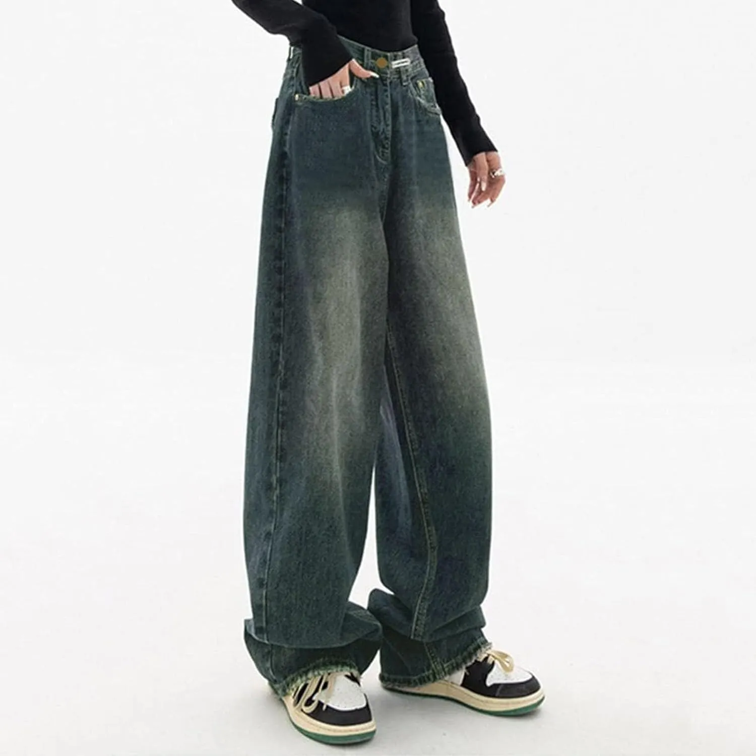 Baggy Jeans for Women Y2K High Street Boyfriend Pants Vintage Jeans Aesthetic Teen Girls Hiphop Streetwear