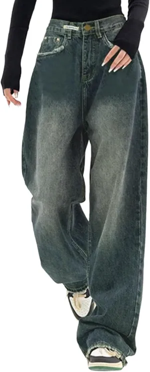 Baggy Jeans for Women Y2K High Street Boyfriend Pants Vintage Jeans Aesthetic Teen Girls Hiphop Streetwear