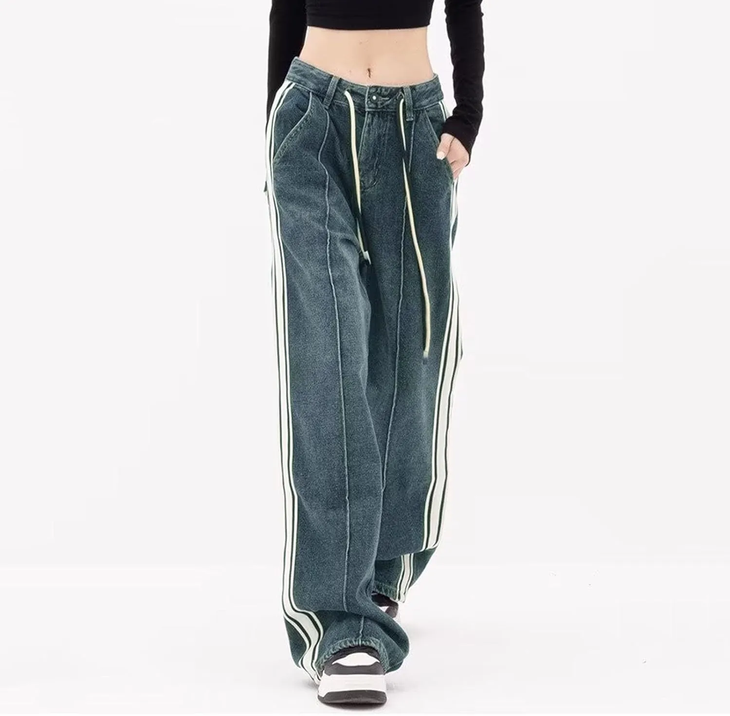Baggy Jeans for Women Y2K High Street Boyfriend Pants Vintage Jeans Aesthetic Teen Girls Hiphop Streetwear