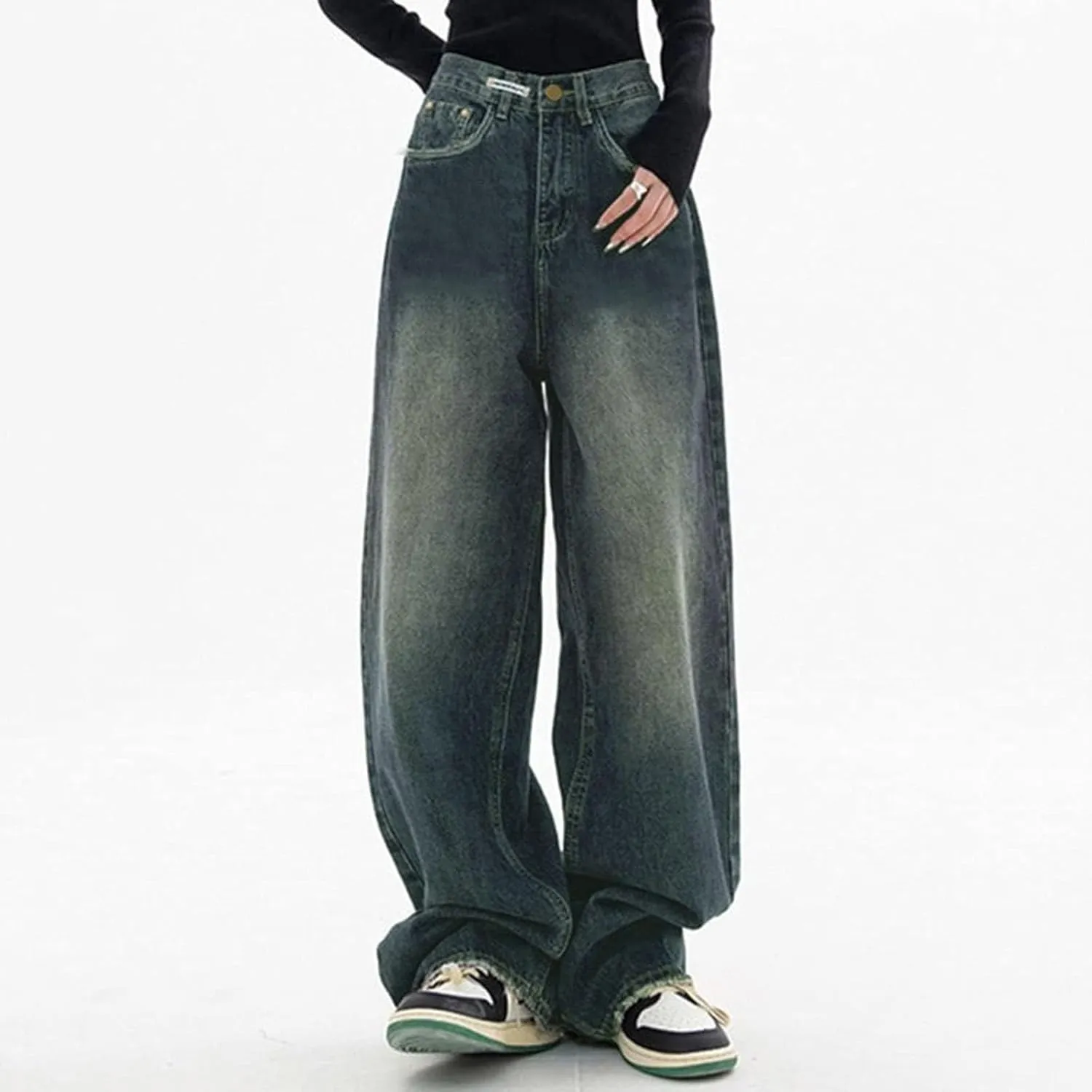 Baggy Jeans for Women Y2K High Street Boyfriend Pants Vintage Jeans Aesthetic Teen Girls Hiphop Streetwear