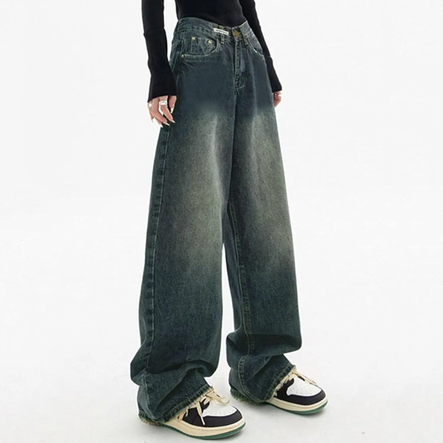 Baggy Jeans for Women Y2K High Street Boyfriend Pants Vintage Jeans Aesthetic Teen Girls Hiphop Streetwear
