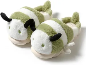 Baiyuruodie Cute Bee Slippers: Unisex Soft Plush Comfortable, Non-Slip, Warm Animal House Slippers for Men and Women