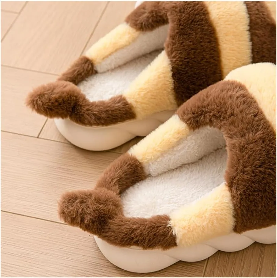 Baiyuruodie Cute Bee Slippers: Unisex Soft Plush Comfortable, Non-Slip, Warm Animal House Slippers for Men and Women