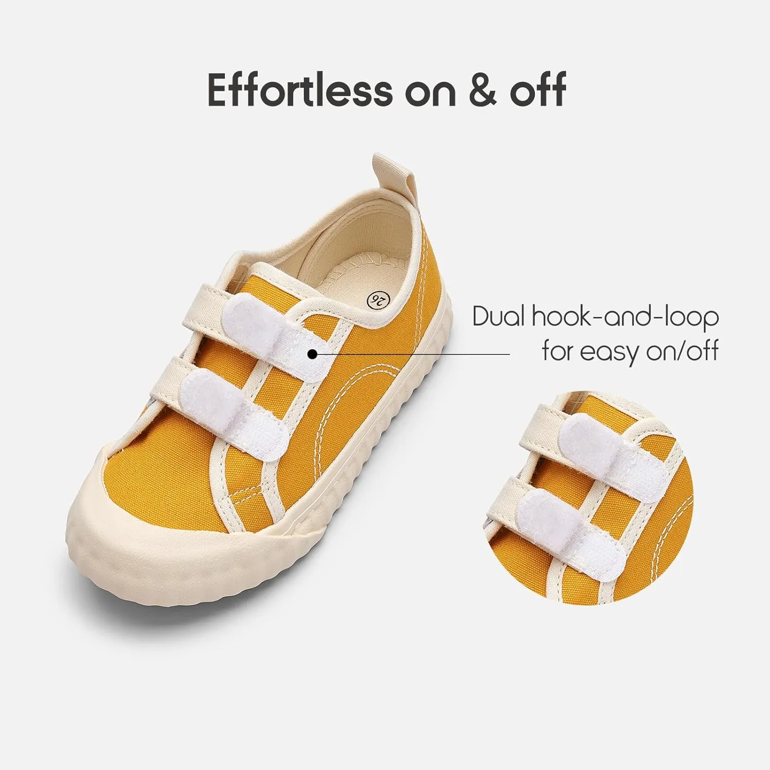 Balabala Toddler Sneakers for Boys and Girls Dual Hook and Loops Sneakers Slip On Canvas Shoes Soft and Durable
