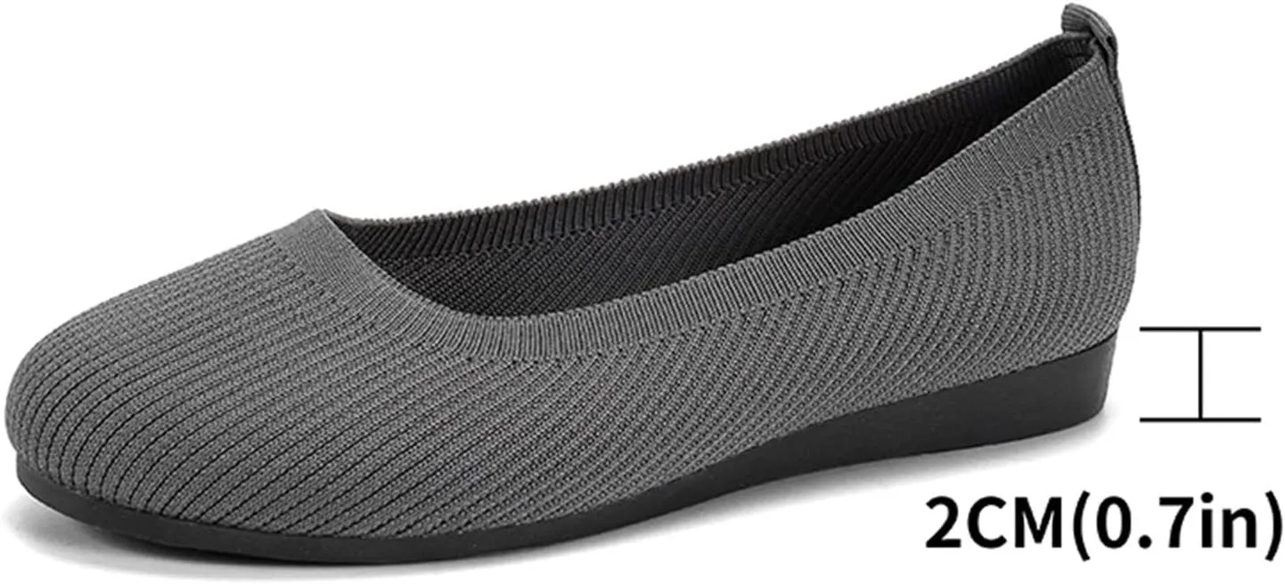 Ballet Flats for Women Knit Flats Shoes Comfortable Slip On Loafers Casual Work Shoes Round Toe Office Shoes
