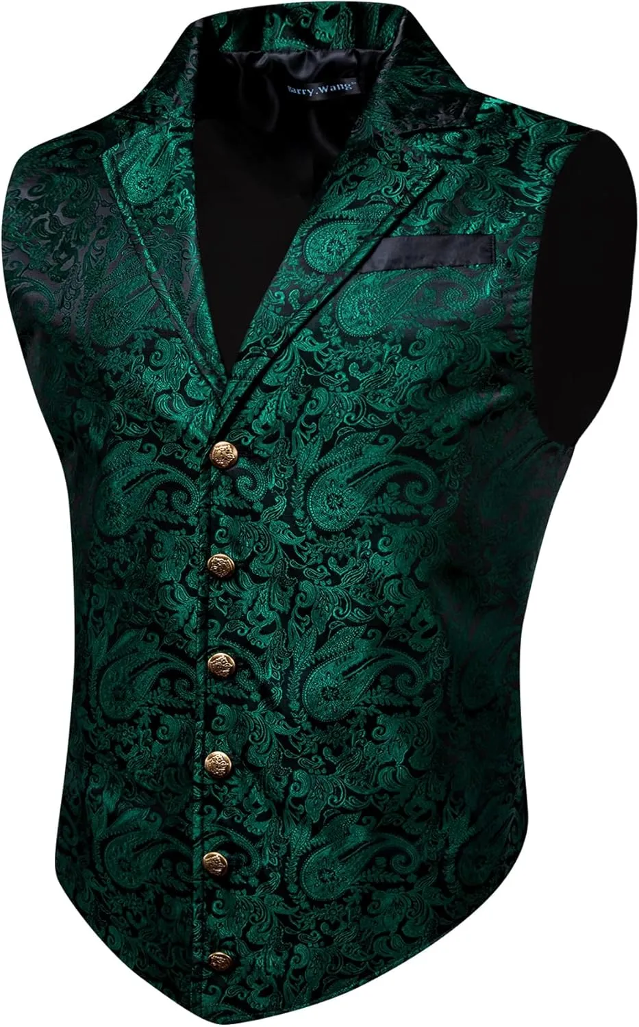 Barry.Wang Mens Paisley Victorian Suit Vest Tailored Collar Formal/Leisure Steampunk Gothic Waistcoat