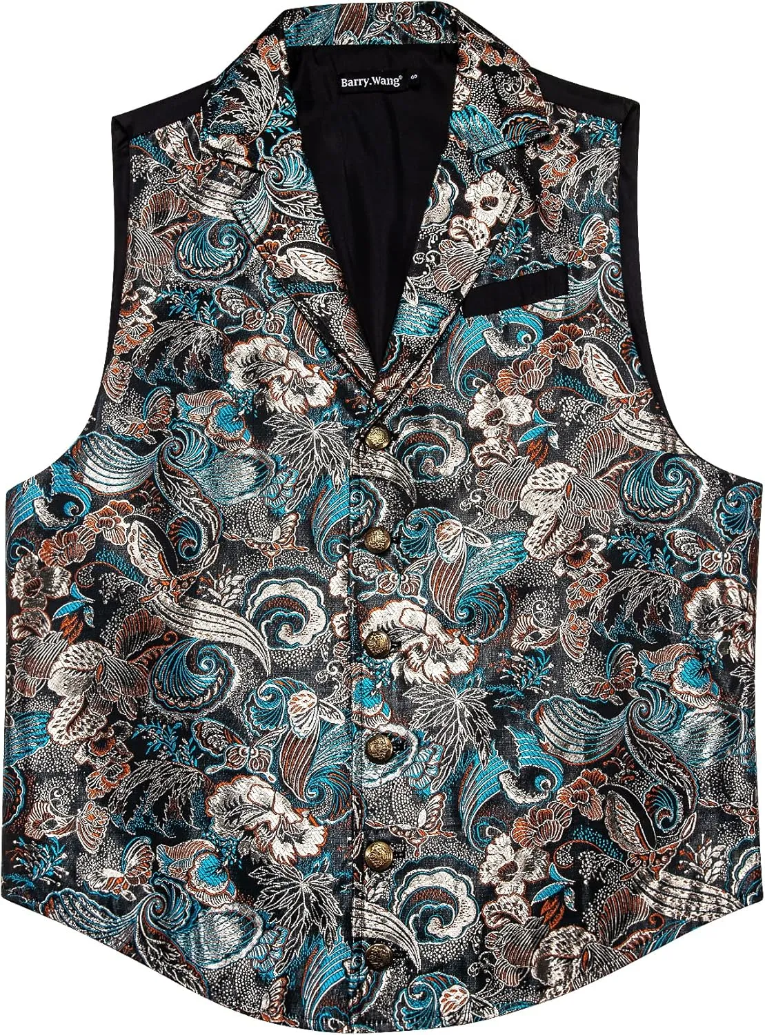 Barry.Wang Mens Paisley Victorian Suit Vest Tailored Collar Formal/Leisure Steampunk Gothic Waistcoat