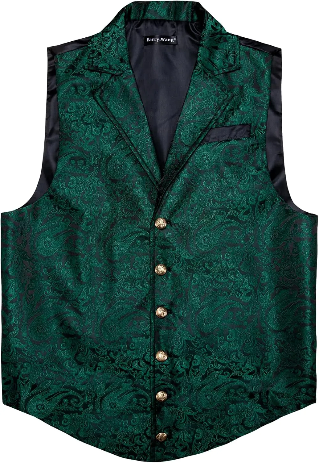 Barry.Wang Mens Paisley Victorian Suit Vest Tailored Collar Formal/Leisure Steampunk Gothic Waistcoat
