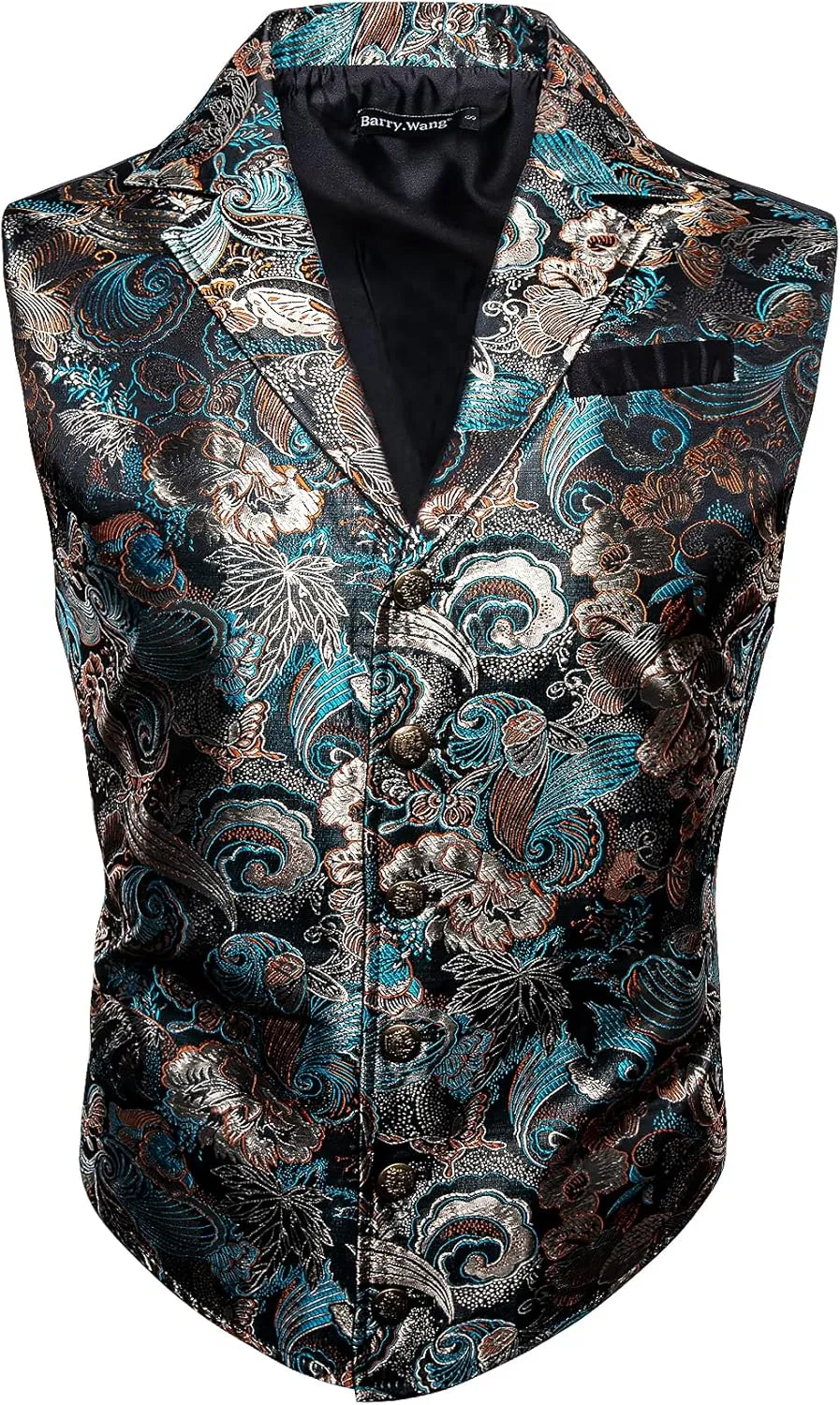 Barry.Wang Mens Paisley Victorian Suit Vest Tailored Collar Formal/Leisure Steampunk Gothic Waistcoat
