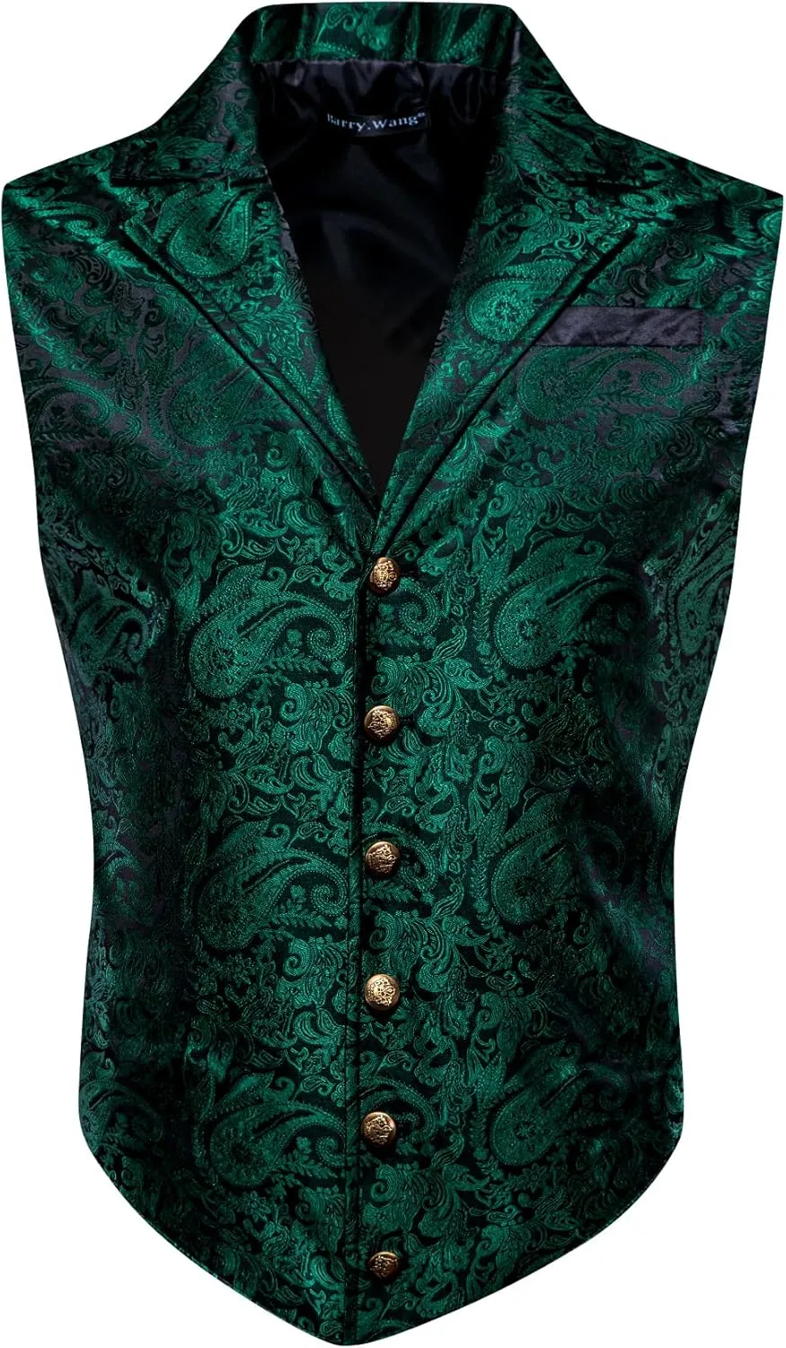 Barry.Wang Mens Paisley Victorian Suit Vest Tailored Collar Formal/Leisure Steampunk Gothic Waistcoat