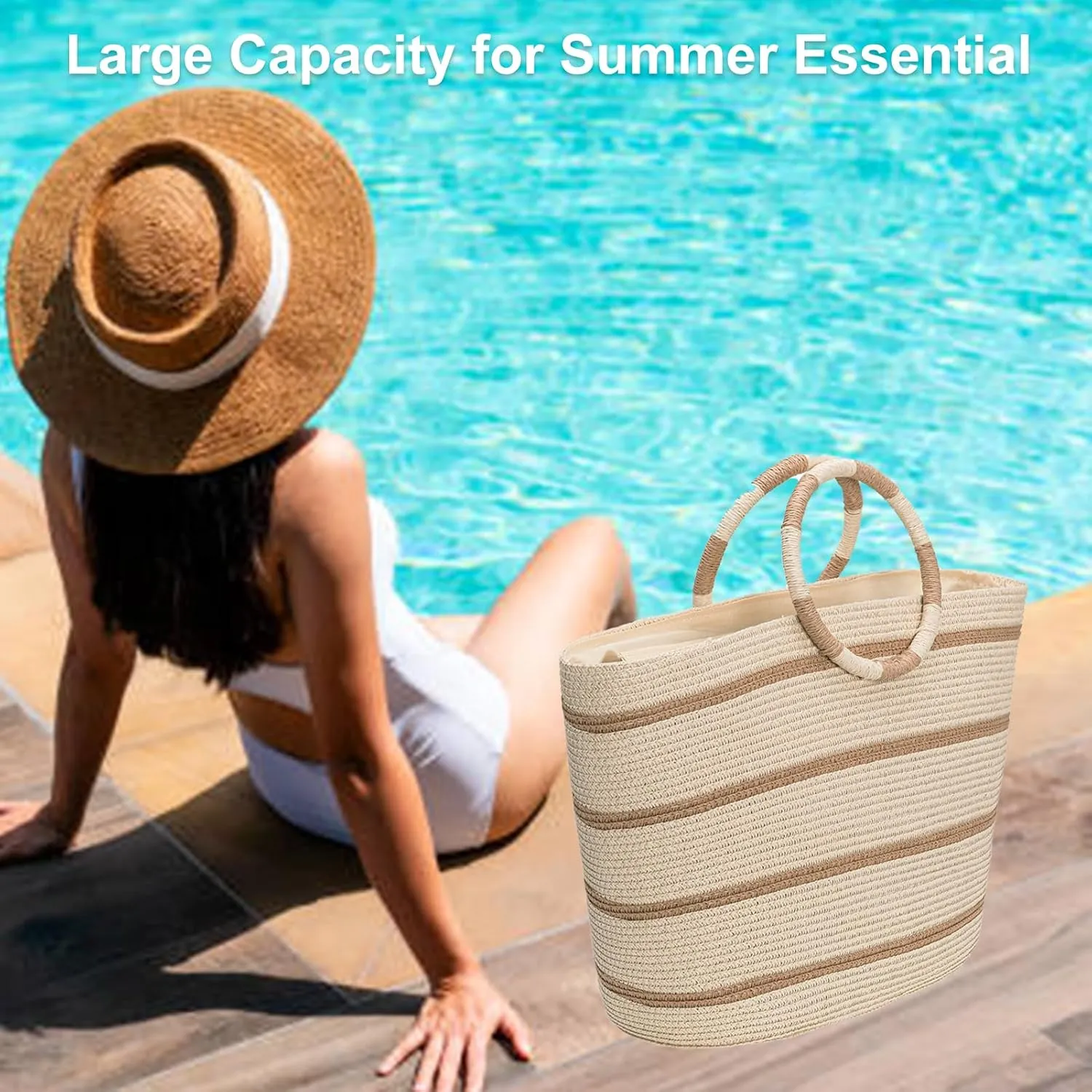 Beach Bags for Women Straw Tote Bag Summer Beach Bag Large Woven Straw Bag for Beach Vacation Holiday