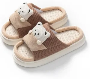 Bear Slippers Women's Cute Home Slippers Room Bear Cotton Sandals Home Use Cute Indoor Outdoor Soft Slippers