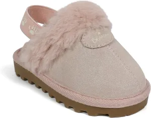 BEARPAW Unisex Faux Fur Lined Suede Infant Shoes - Hard Bottom Baby Shoes for Boys and Girls - Leather Walker Slippers