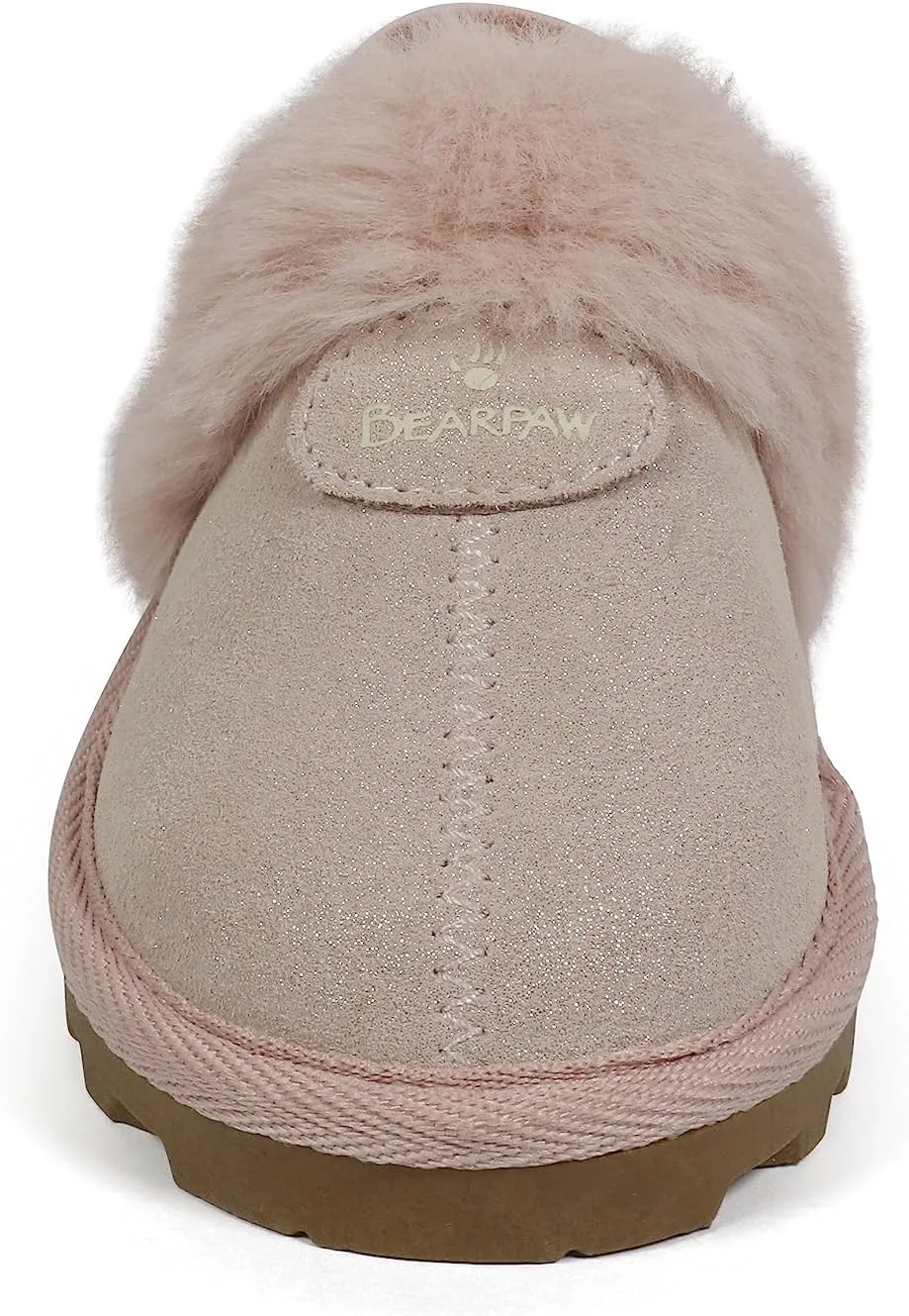 BEARPAW Unisex Faux Fur Lined Suede Infant Shoes - Hard Bottom Baby Shoes for Boys and Girls - Leather Walker Slippers
