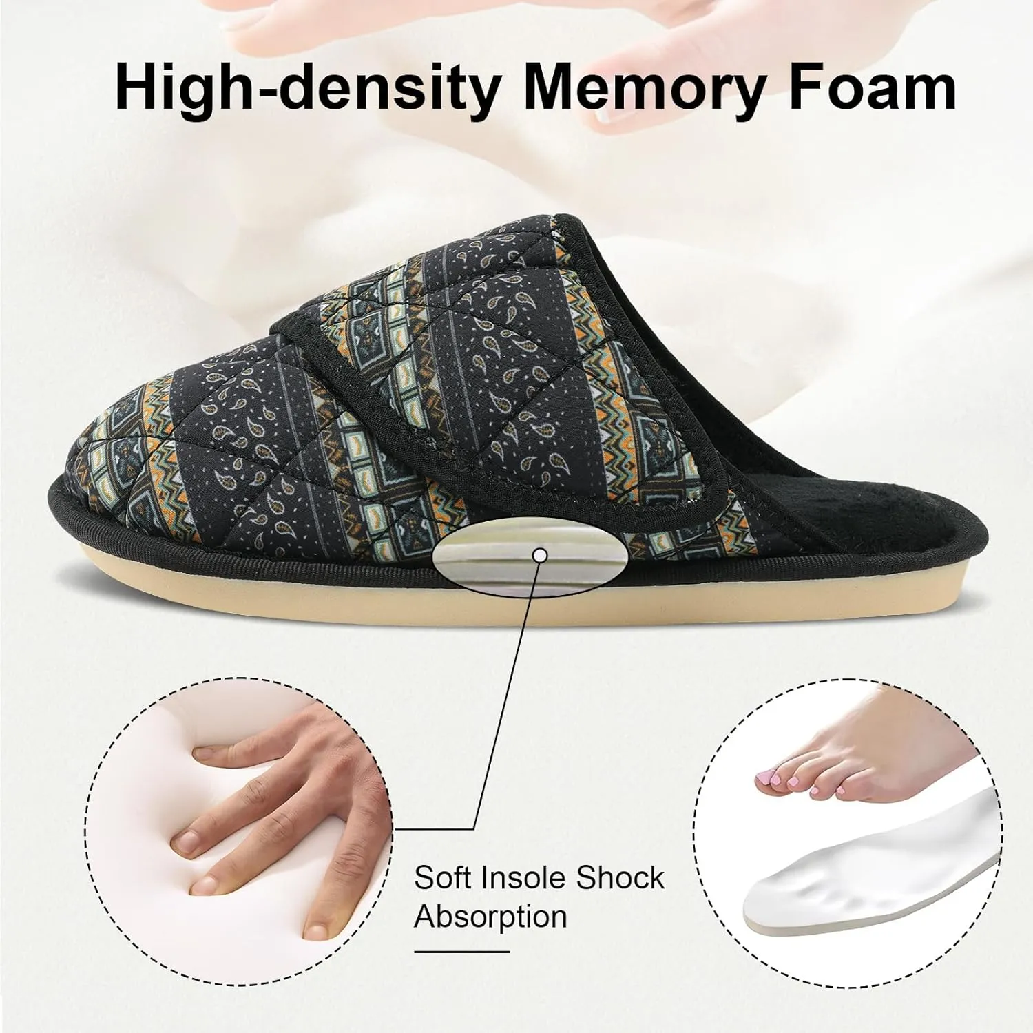 Besroad Womens Slippers Wide Diabetic Shoes Adjustable House Slippers Memory Foam Bedroom Shoes Arthritis Edema Indoor Outdoor