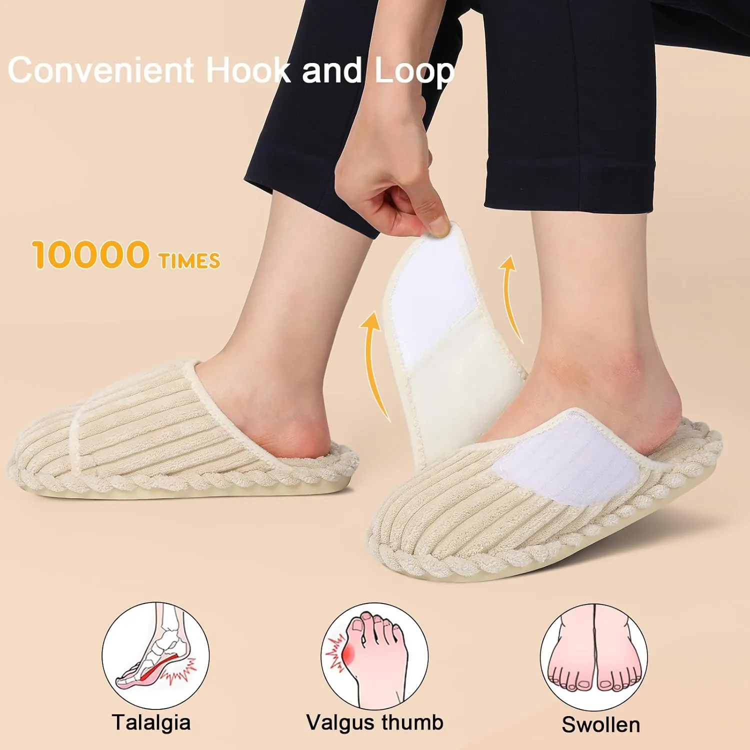 Besroad Womens Slippers Wide Diabetic Shoes Adjustable House Slippers Memory Foam Bedroom Shoes Arthritis Edema Indoor Outdoor