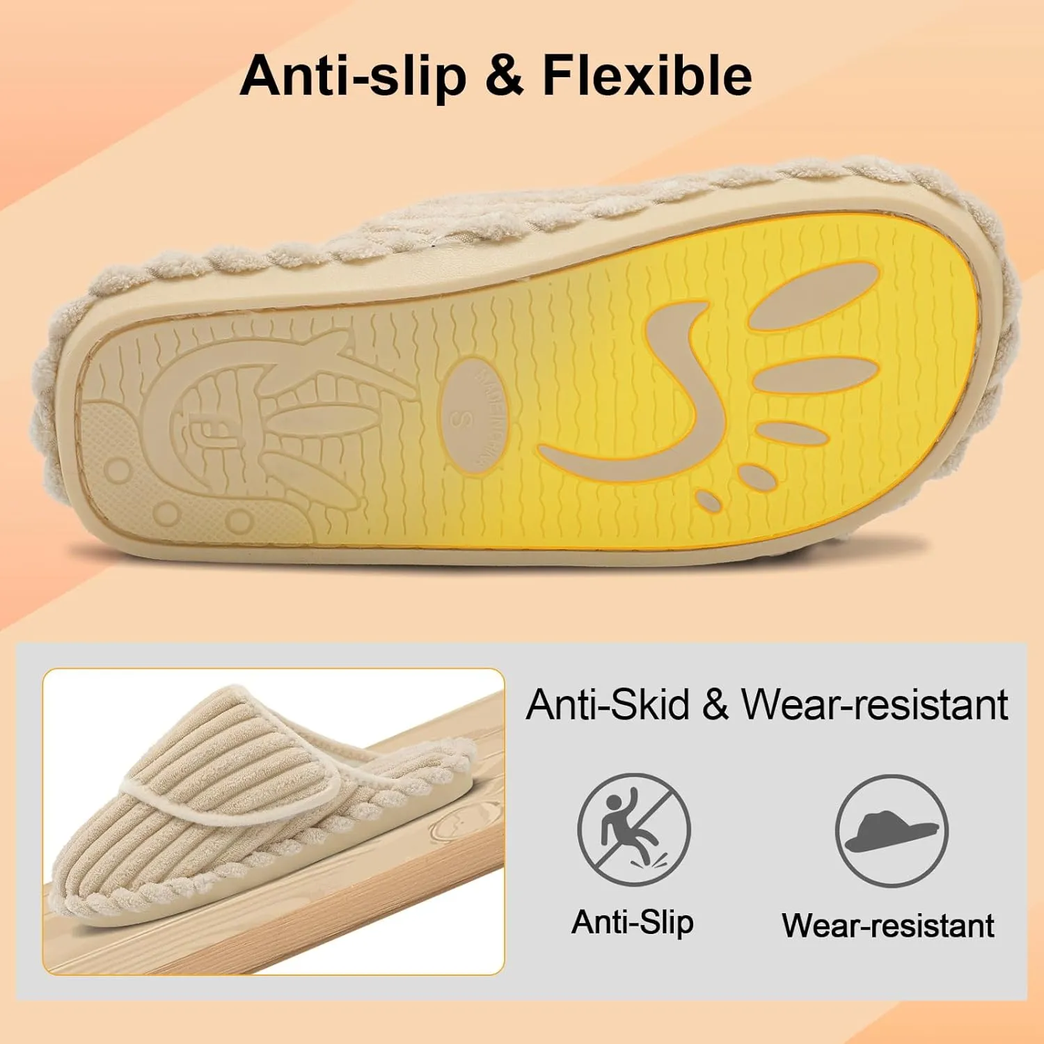 Besroad Womens Slippers Wide Diabetic Shoes Adjustable House Slippers Memory Foam Bedroom Shoes Arthritis Edema Indoor Outdoor