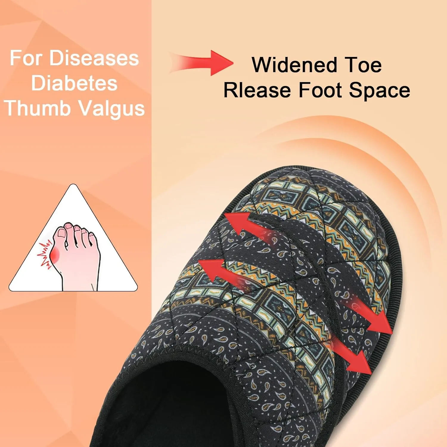 Besroad Womens Slippers Wide Diabetic Shoes Adjustable House Slippers Memory Foam Bedroom Shoes Arthritis Edema Indoor Outdoor
