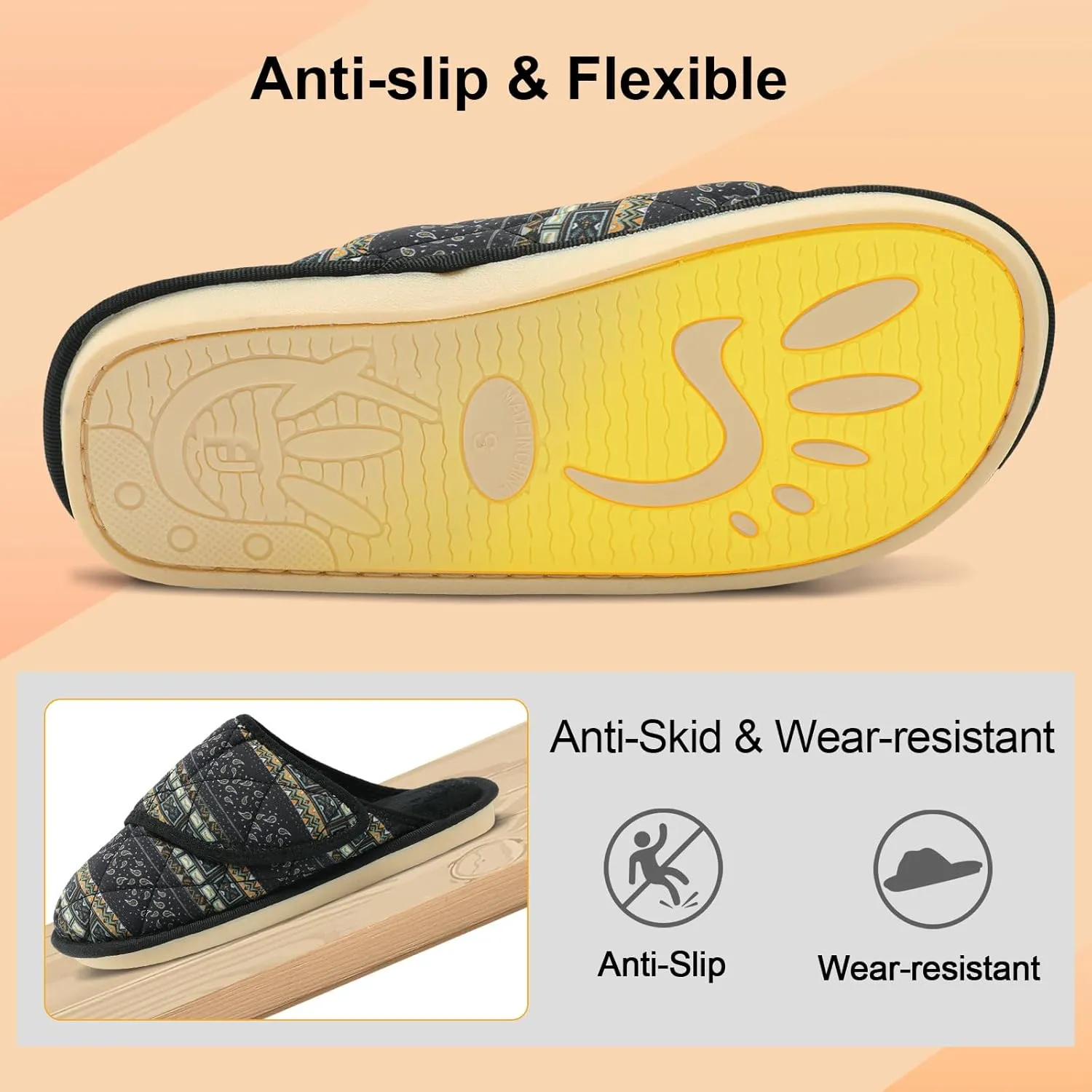 Besroad Womens Slippers Wide Diabetic Shoes Adjustable House Slippers Memory Foam Bedroom Shoes Arthritis Edema Indoor Outdoor