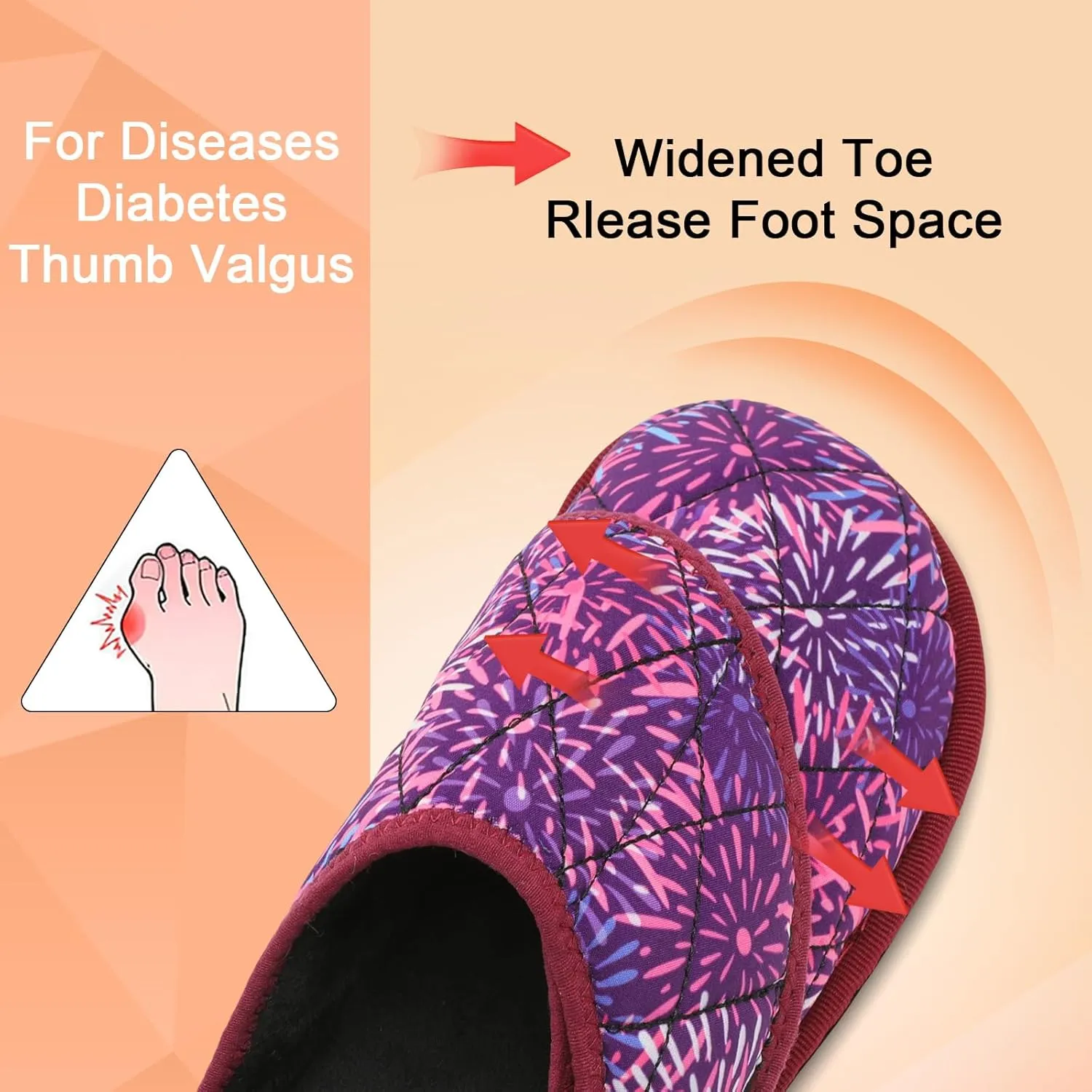 Besroad Womens Slippers Wide Diabetic Shoes Adjustable House Slippers Memory Foam Bedroom Shoes Arthritis Edema Indoor Outdoor