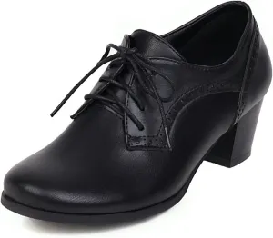 Betastella Women's Chunky Patent Leather Oxfords Platform High Heels Lace Up Pumps