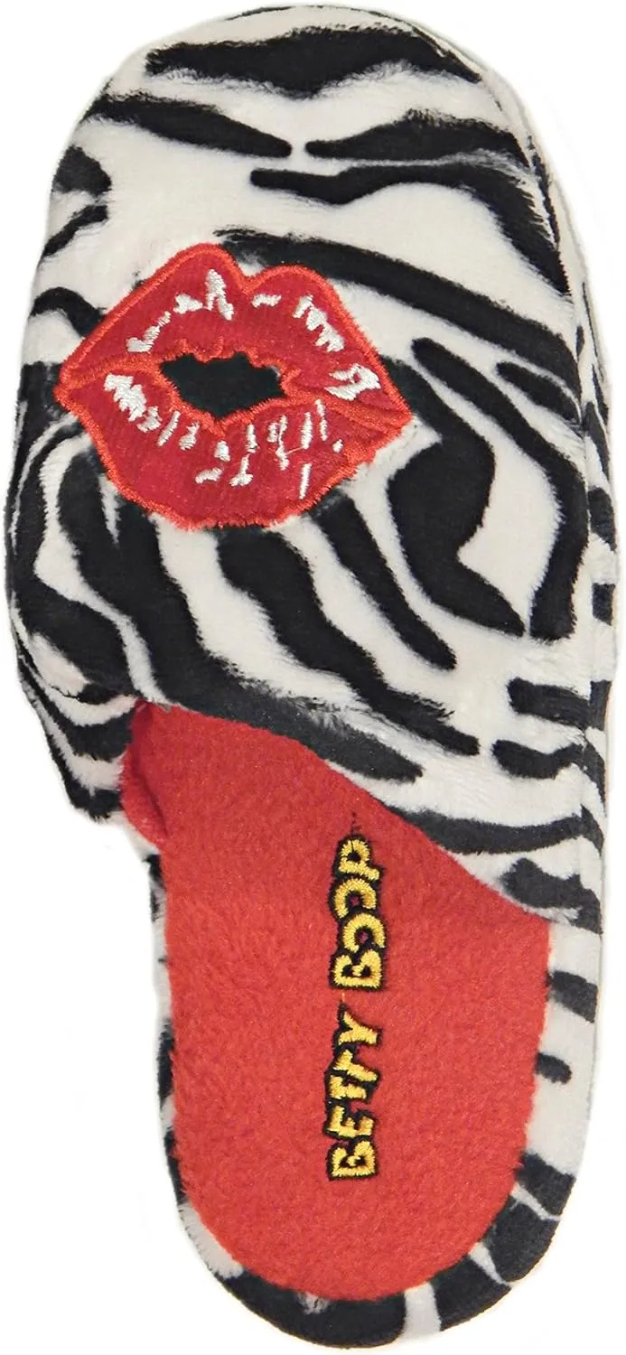Betty Boop Ultra-Soft Women's Plush Pinup Scuffs Cozy Non-Skid Slippers - Great for Gifts