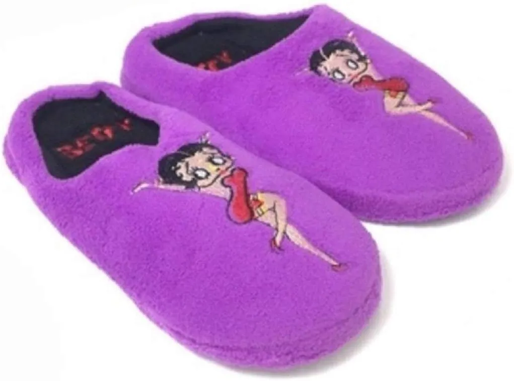 Betty Boop Ultra-Soft Women's Plush Pinup Scuffs Cozy Non-Skid Slippers - Great for Gifts