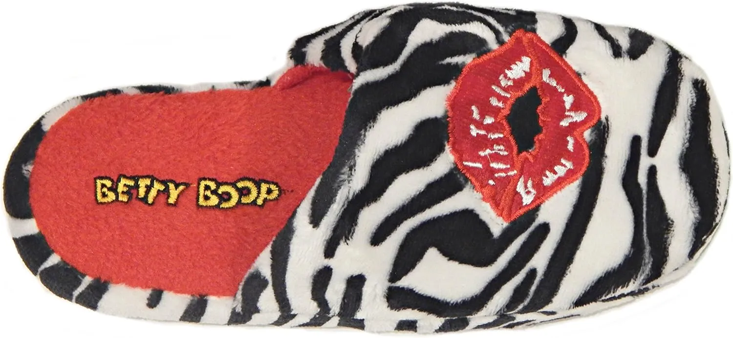 Betty Boop Ultra-Soft Women's Plush Pinup Scuffs Cozy Non-Skid Slippers - Great for Gifts