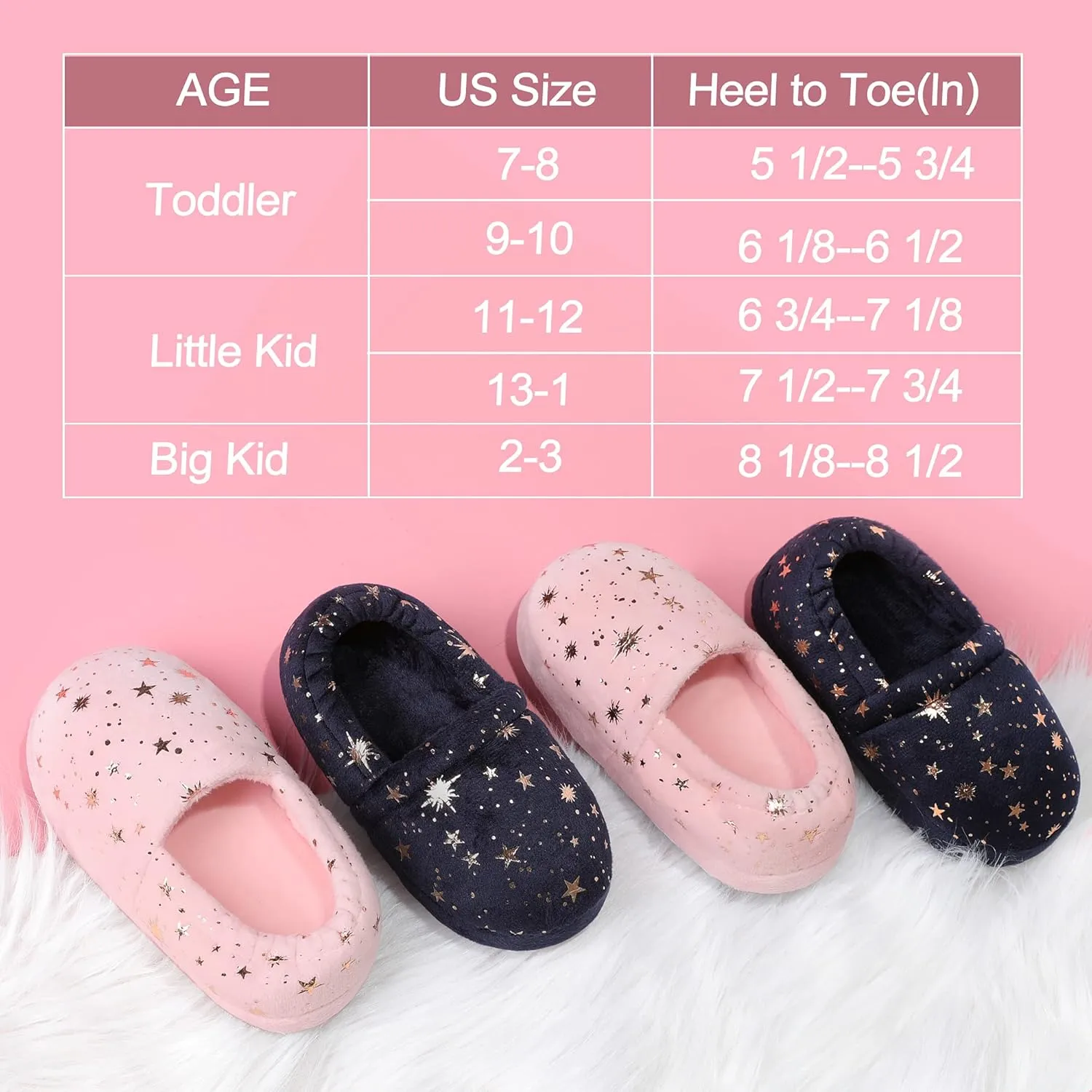 Bigwow Kids Slippers for Girls Toddler Elastic Heel House Shoes Cozy Memory Foam Slippers Boys Indoor Outdoor