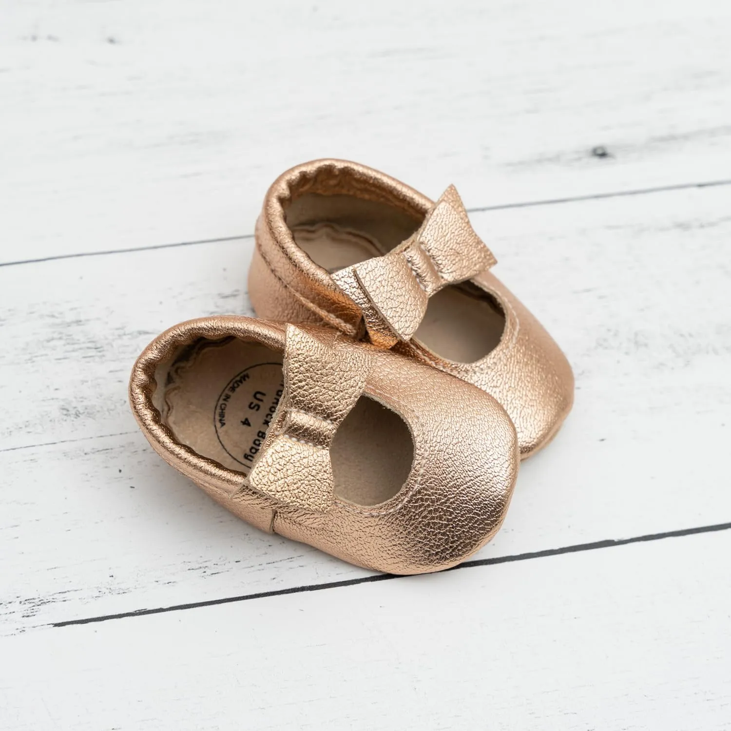 BirdRock Baby Bow and Knot Moccasins - Genuine Leather Baby Girl Shoes