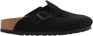 Birkenstock Boston BS Suede Leather Narrow Unisex Shoes Size 6, Color: Dim Black/Black